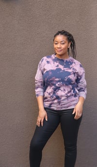 Image 1 of Tie dye custom bleach burnout navy/purple sweatshirt  