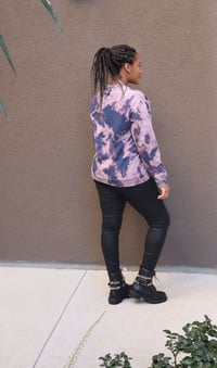 Image 3 of Tie dye custom bleach burnout navy/purple sweatshirt  