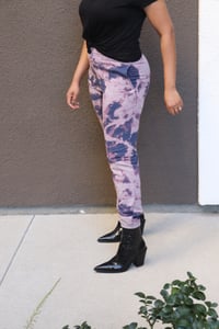 Image 4 of Navy/purple tie dye custom bleach burnout sweatpants 