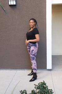Image 5 of Navy/purple tie dye custom bleach burnout sweatpants 