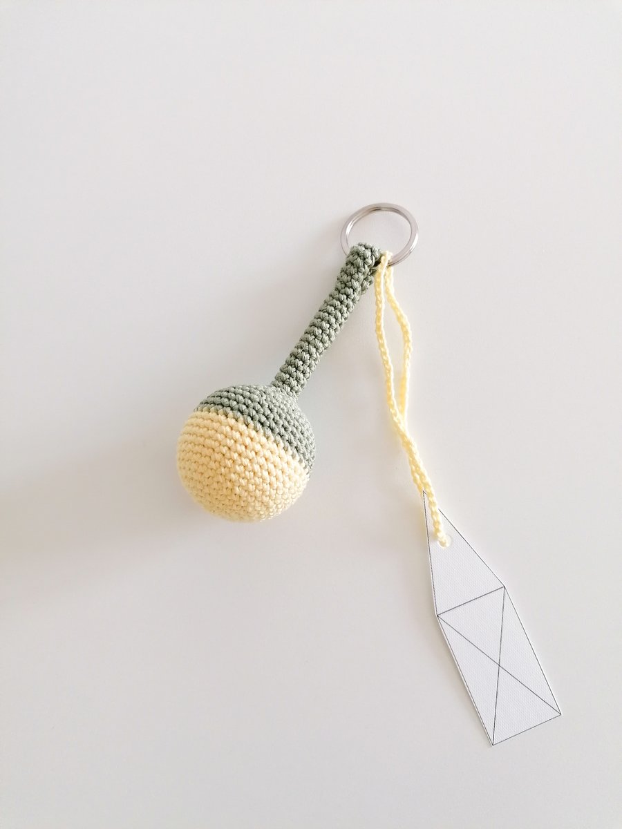 Image of Big Ball Keychain in Light Olive Green and Yellow 