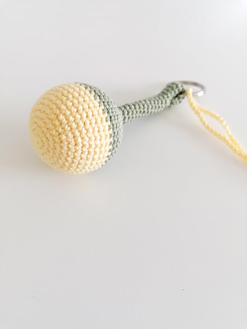 Image of Big Ball Keychain in Light Olive Green and Yellow 