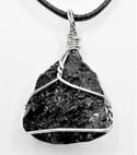 Black Tourmaline Wire Wrap Pendant / Necklace 