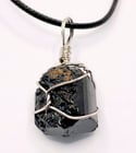 Black Tourmaline Wire Wrap Pendant / Necklace 