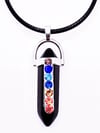 Black Onyx 7 Chakra Stone Necklace / Pendant 