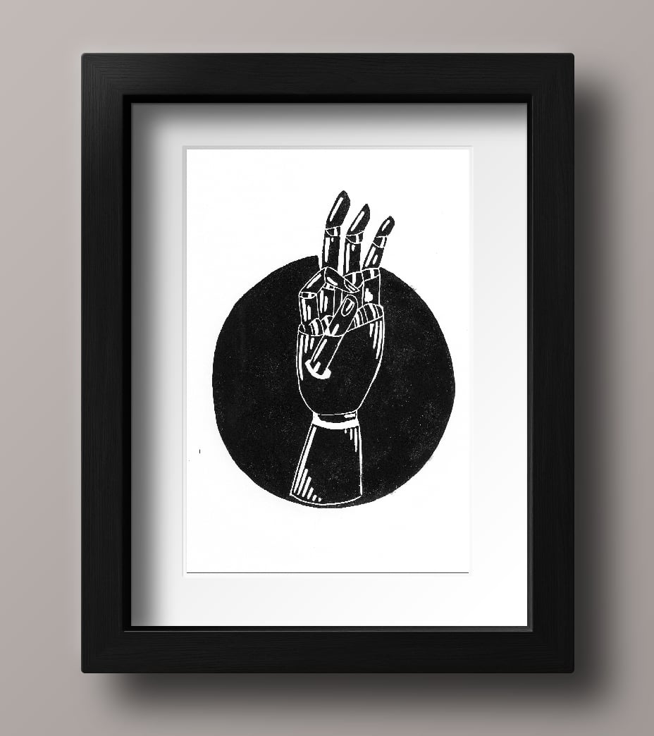 Reach, Linoleum Print