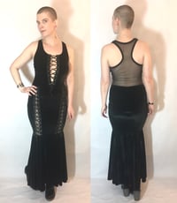 Image 1 of Velvet Lace-Up Mermaid Dress
