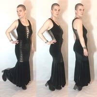 Image 2 of Velvet Lace-Up Mermaid Dress
