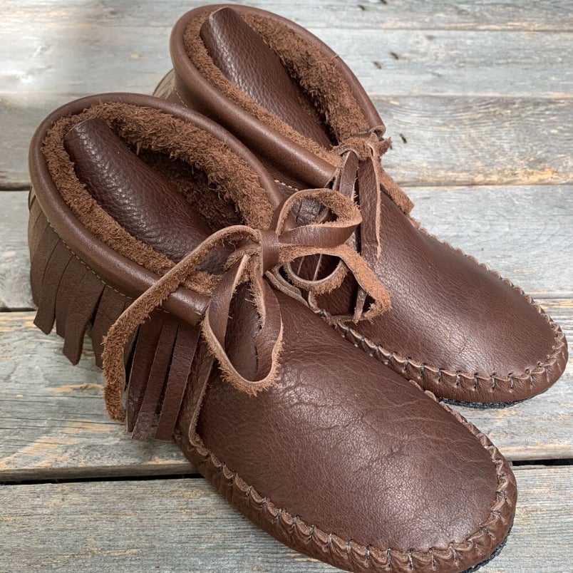 Handmade Fringe Moccasins (Mocha) Beyond Buckskin Boutique