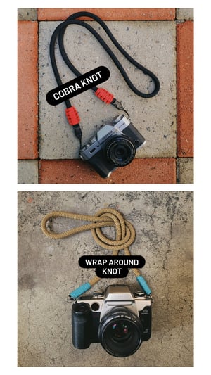 Image of Black rope shoulder strap w/ optech qd mini loop attachments