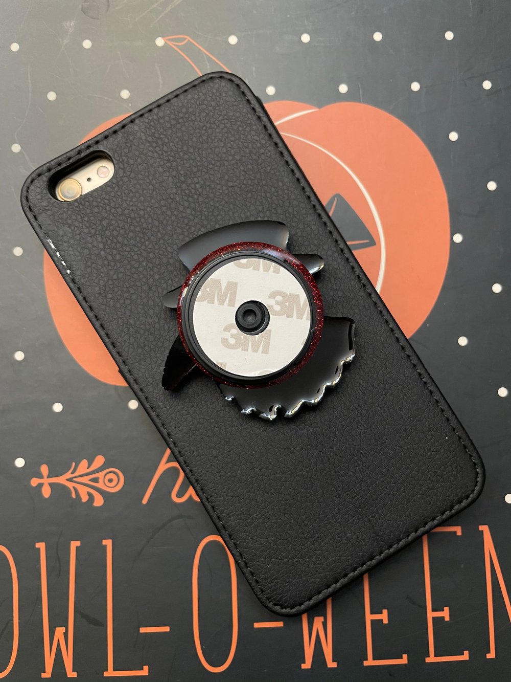 Red Glitter Moon With Plague Doctor Phone Grip