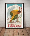 L'Inverno in Svizzera | Erich Hermes | 1938 | Wall Art Print | Vintage Travel Poster