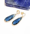 Statement Iolite and Clear Quartz Earrings 