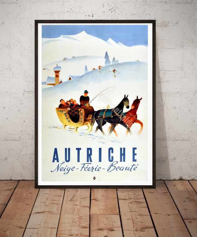 Autriche - Neige, Feerie, Beaute | Hermann Kosel | 1947 | Wall Art Print | Vintage Travel Poster