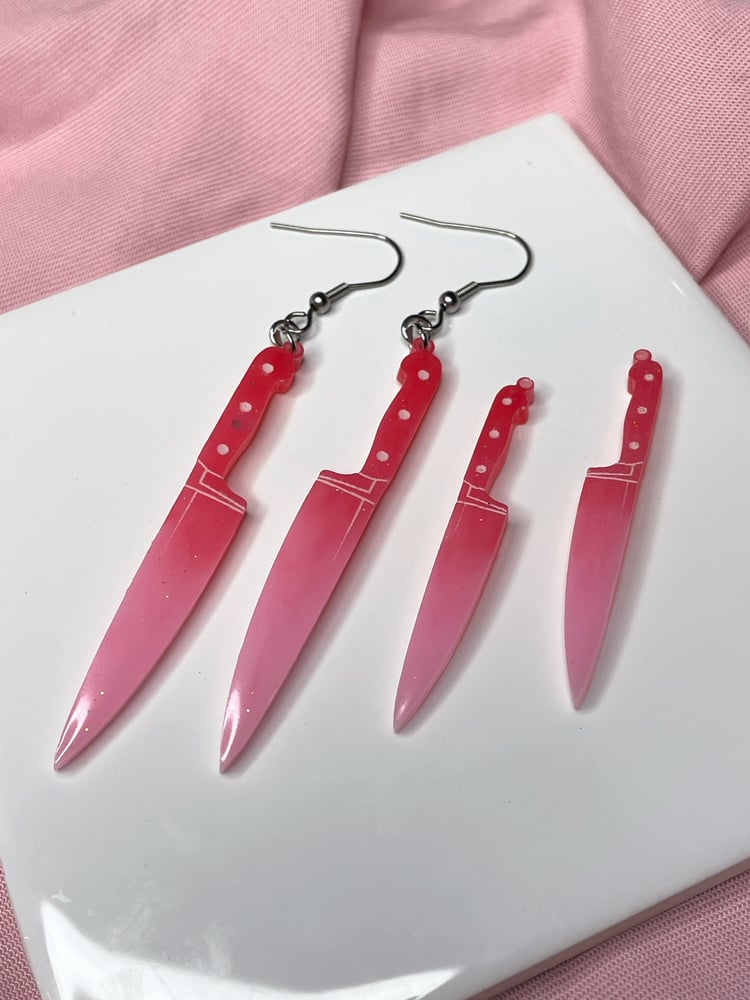 Image of Red+Pink Knife Earrings