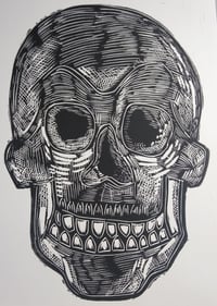 Anatomy of skull linocut print
