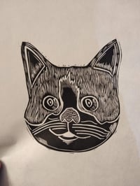 Cat times cat linocut print