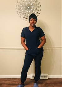 Image 1 of Navy BH Stretch Jogger Scrub Sets 