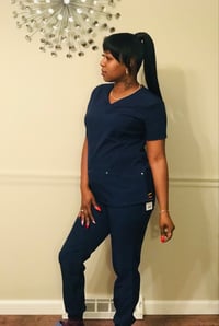 Image 3 of Navy BH Stretch Jogger Scrub Sets 