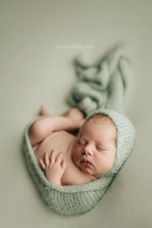 Image of Sage Fuzzy Bonnet + Wrap 