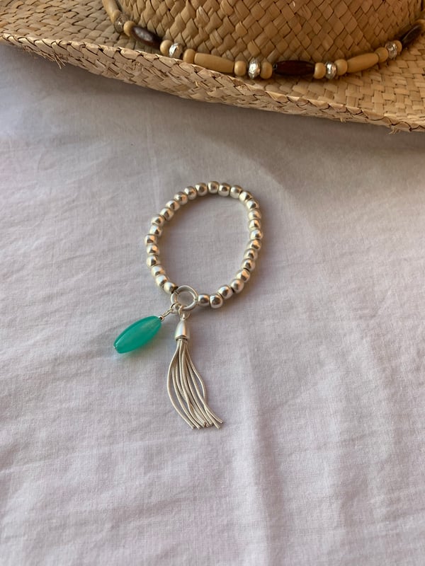 Image of Chunky Matt Silver Bead Bracelet 