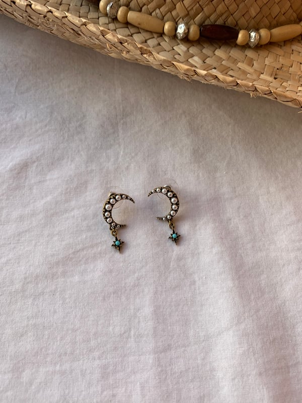 Image of Moon and Star Dangle Earring
