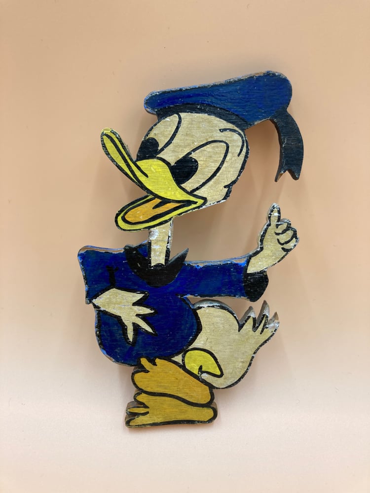 Image of Folk art painted wooden Donald Duck 