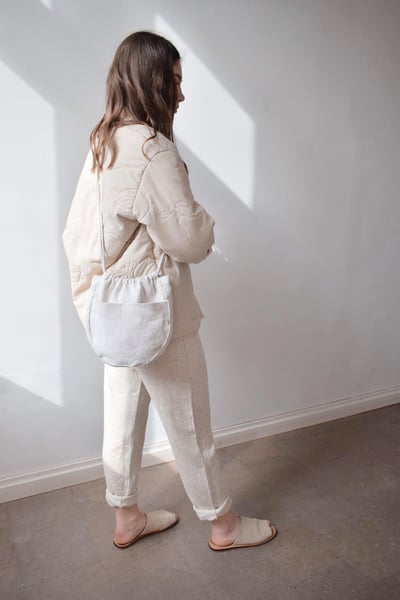 Image of PETUNIA  Oval Linen Crossbody Bag