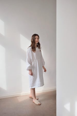 Image of MATILDA Linen Lace Collar Dress