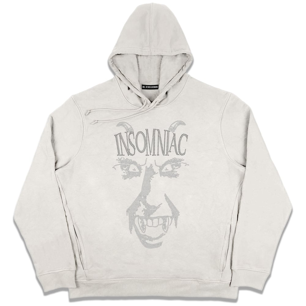 Image of Insomniac Rhinestone Hoodie (Cream)