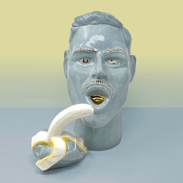 Image of Banana Boy Cookie Jar & Candy Dish Set with 22Kt Gold