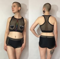 Image 1 of Fishnet Rainbow Snap Crop Top