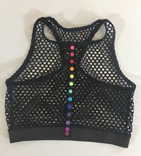 Image 2 of Fishnet Rainbow Snap Crop Top