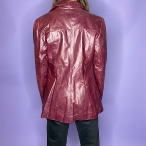 The most beautiful maroon leather blazer