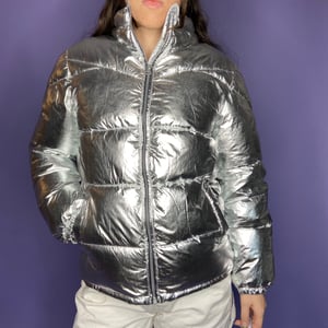 Silver puffer coat 