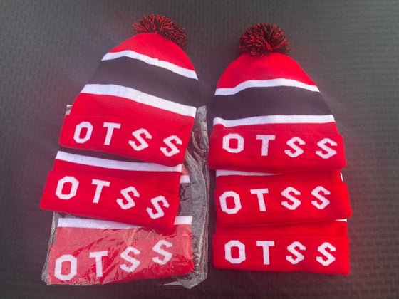 Image of Red Black white beanies