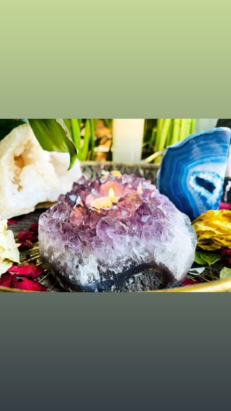 Image of Raw high grade amethyst candle holder 