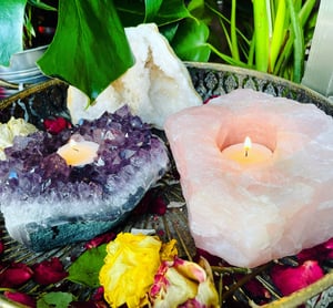 Image of Raw high grade amethyst candle holder 