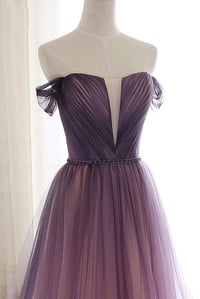 Image 2 of Gradient Tulle Off Shoulder Elegant Long Formal Dress,Long Evening Dress Party Dress