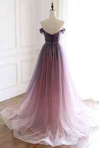 Image 3 of Gradient Tulle Off Shoulder Elegant Long Formal Dress,Long Evening Dress Party Dress