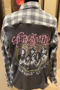 Vintage Gray/White Flannel Shirt Aerosmith