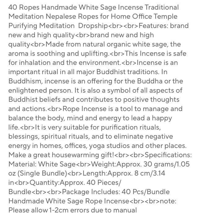 40 Pcs/Set Homemade White Sage Rope Incense 