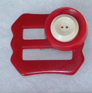Image of Red buckle brooch # 2