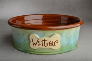 Image of Dog Bowl Set Made To Order Personalized Smooth Dog Bowls by Symmetrical Pottery