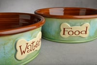 Image 2 of Dog Bowl Set Made To Order Personalized Smooth Dog Bowls by Symmetrical Pottery