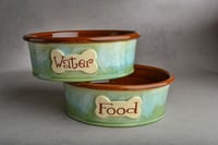 Image 1 of Dog Bowl Set Made To Order Personalized Smooth Dog Bowls by Symmetrical Pottery