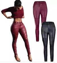 RICH BICH CURVY PU PANTS ( black and cranberry)