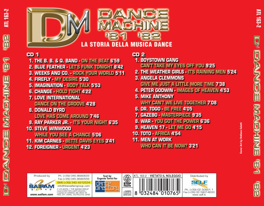 ATL163-2 // DANCE MACHINE  1981/1982 - LA STORIA DELLA MUSICA DANCE (DOPPIO CD COMPILATION) 