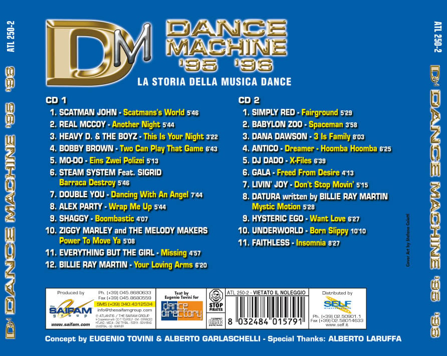 ATL250-2 // DANCE MACHINE 1995/1996 - LA STORIA DELLA MUSICA DANCE (DOPPIO CD COMPILATION)