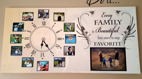 Image of Personalised Family Clock Canvas style  Xl 75x45cm only 39 e now!!